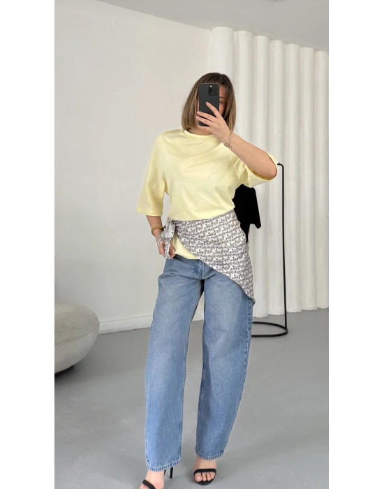 Nila Parçalı Tshirt - Sarı