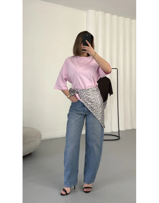 Nila Parçalı Tshirt - Pembe