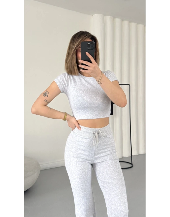 Evina Basic Crop Takım - Gri
