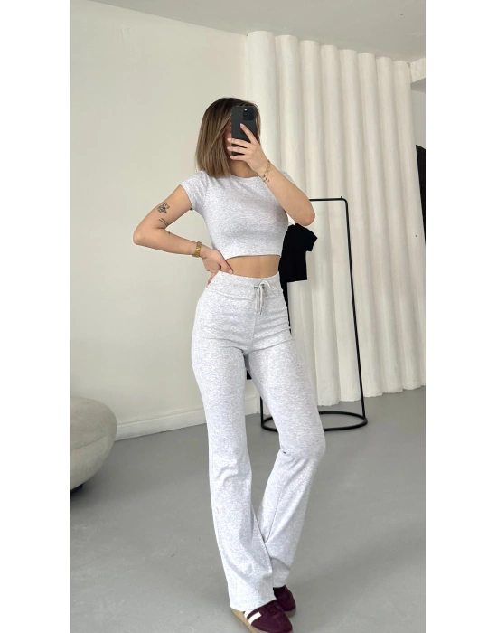Evina Basic Crop Takım - Gri