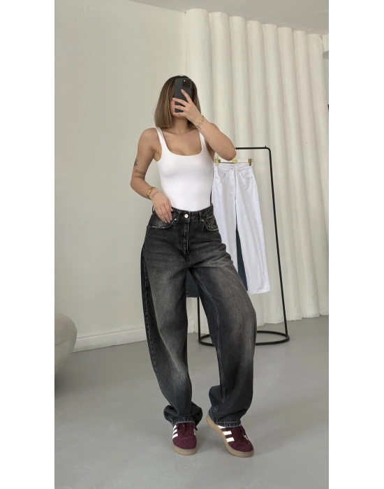 Own Barrel Jean - Siyah Yıkamalı