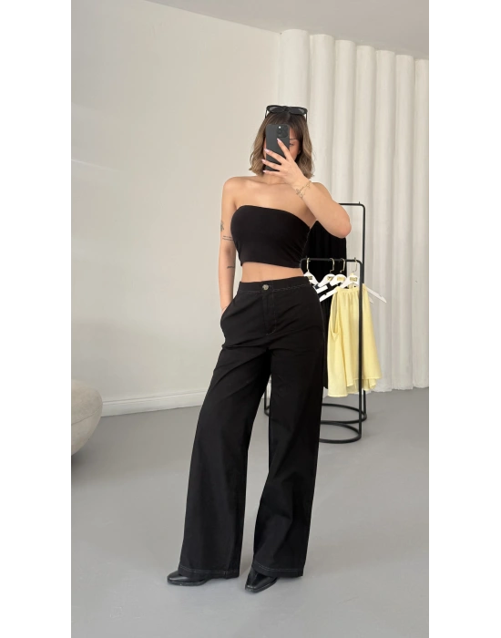Addy Kısa Palazzo Pantolon - Siyah