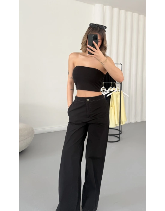 Addy Kısa Palazzo Pantolon - Siyah