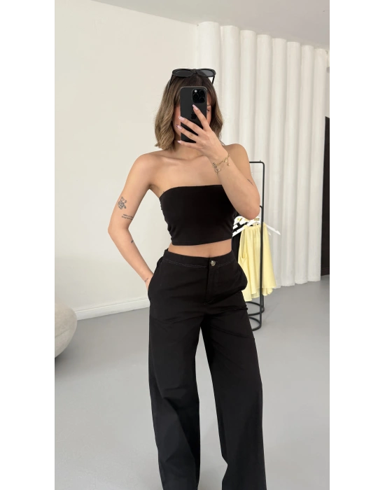 Addy Kısa Palazzo Pantolon - Siyah