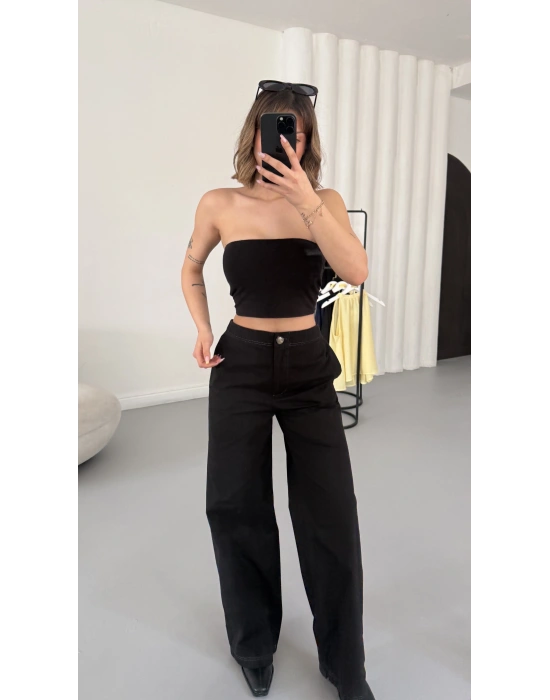 Addy Kısa Palazzo Pantolon - Siyah