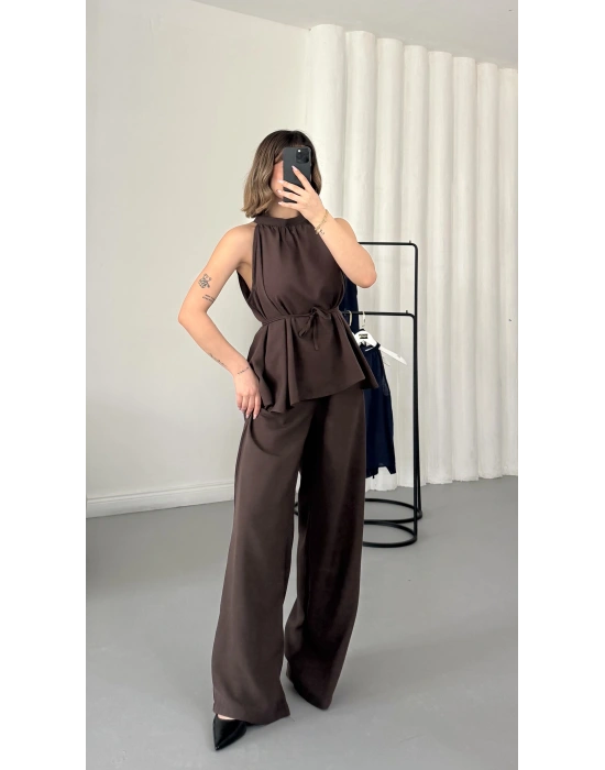 Merla Keten Takım - Kahve