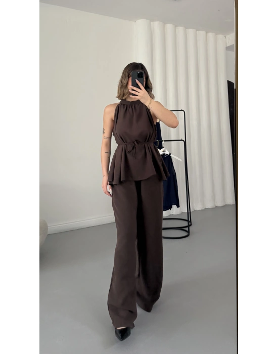 Merla Keten Takım - Kahve