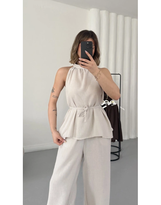 Merla Keten Takım - Bej