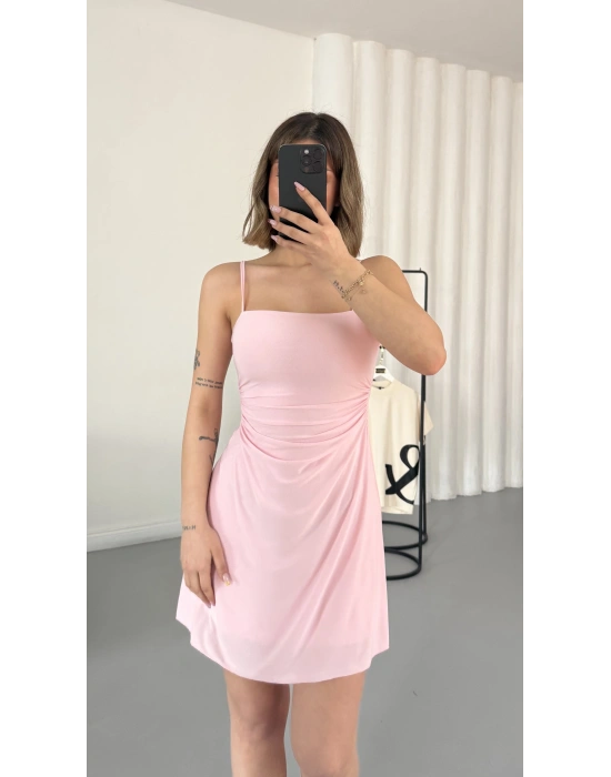 Lina İp Askılı Elbise - Pembe