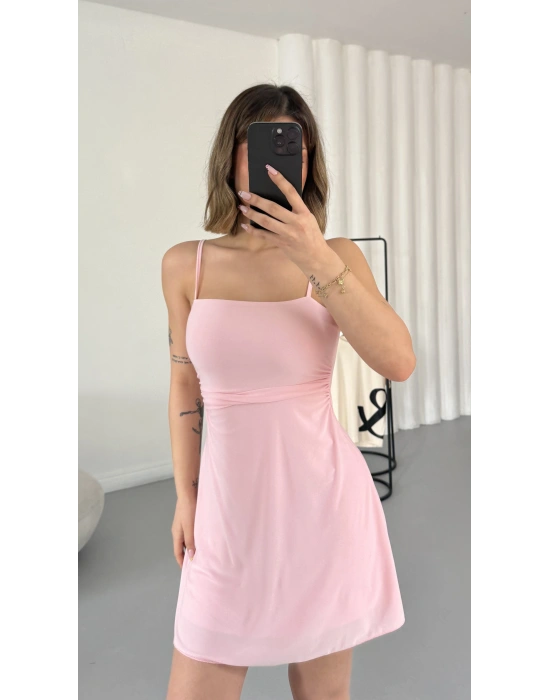 Lina İp Askılı Elbise - Pembe