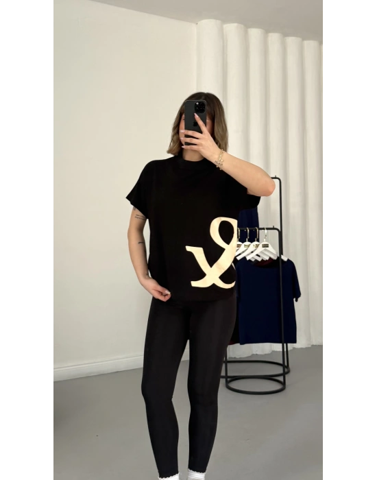 And Baskılı Tshirt - Siyah
