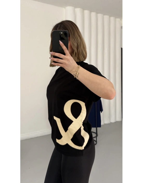 And Baskılı Tshirt - Siyah