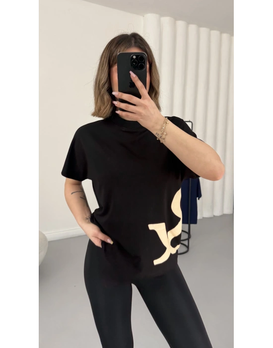 And Baskılı Tshirt - Siyah