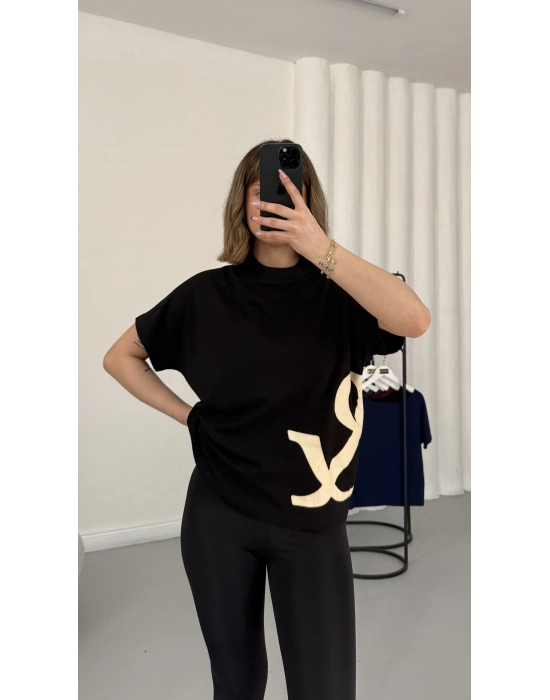 And Baskılı Tshirt - Siyah