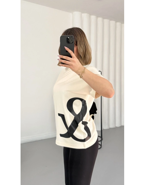 And Baskılı Tshirt - Bej