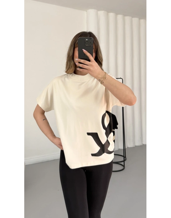 And Baskılı Tshirt - Bej