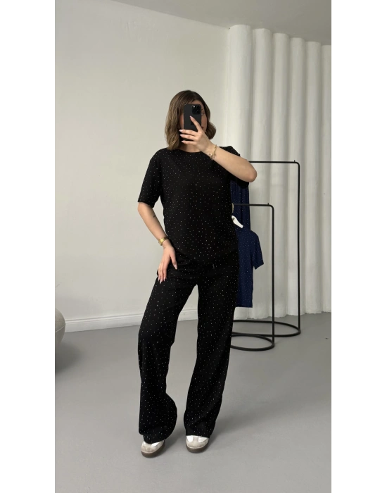 Fiona Taşlı Takım - Siyah
