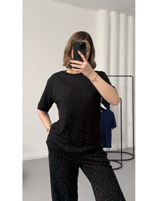 Fiona Taşlı Takım - Siyah