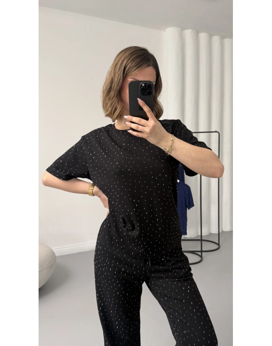 Fiona Taşlı Takım - Siyah