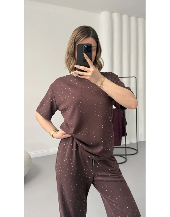 Fiona Taşlı Takım - Kahve