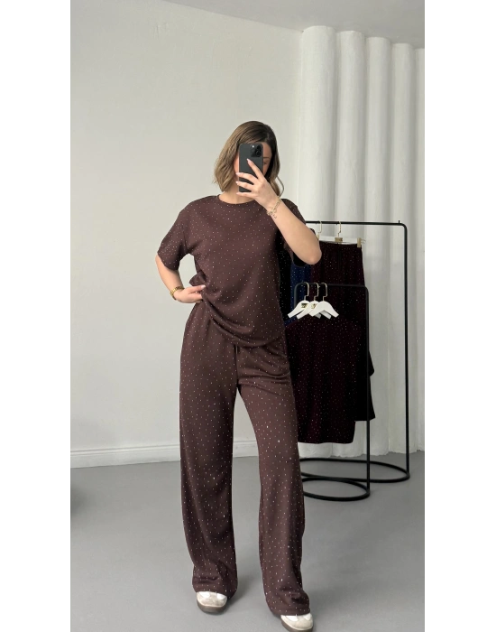 Fiona Taşlı Takım - Kahve