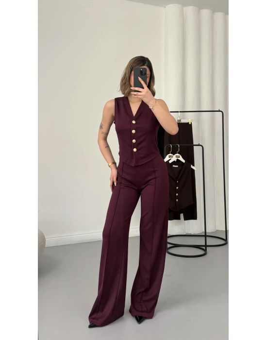 Venetta Yelekli Takım - Bordo