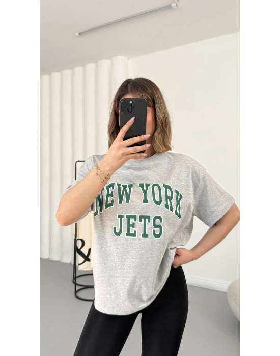 NY Baskılı Tshirt - Gri