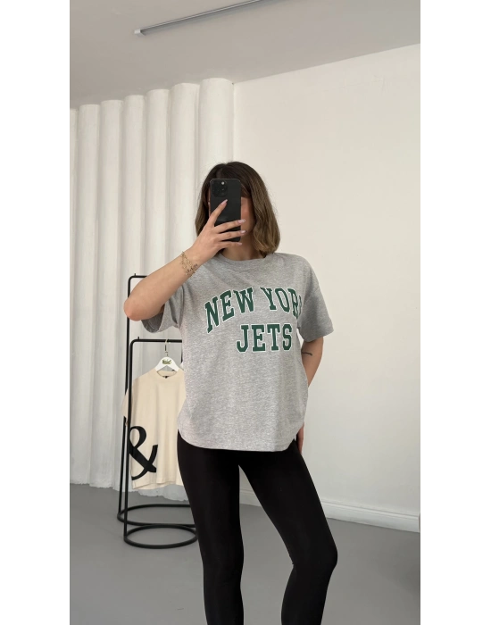 NY Baskılı Tshirt - Gri