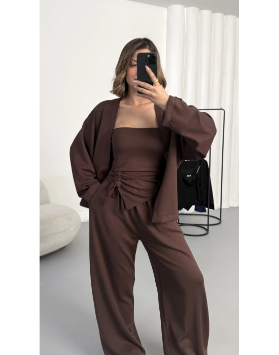 Sue Üçlü Takım - Kahve