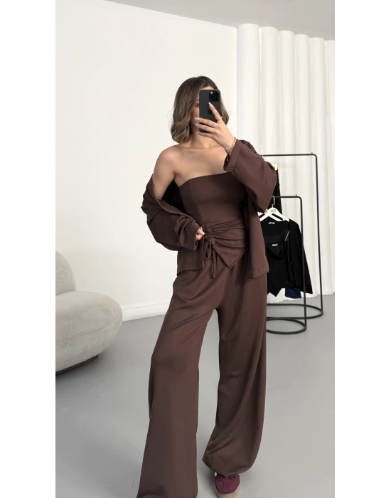 Sue Üçlü Takım - Kahve