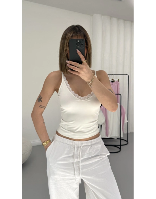 Emory İp Askılı Crop - Beyaz