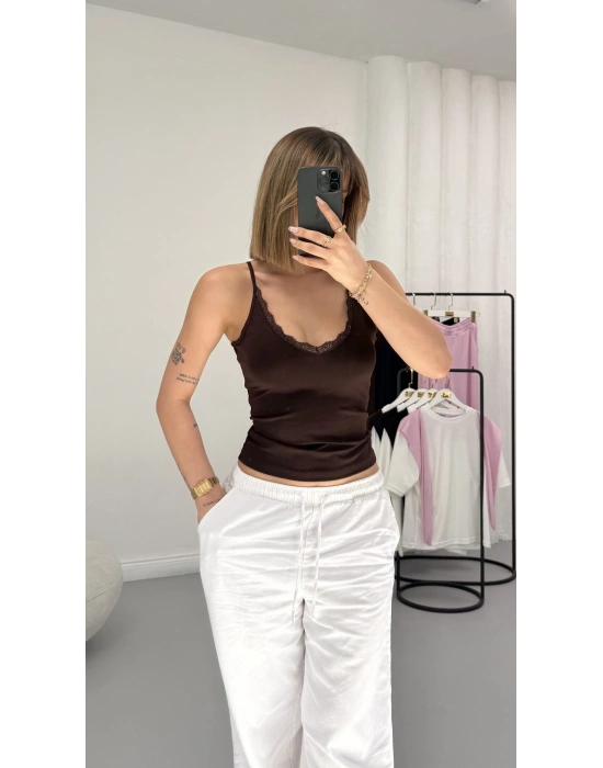 Emory İp Askılı Crop - Kahve