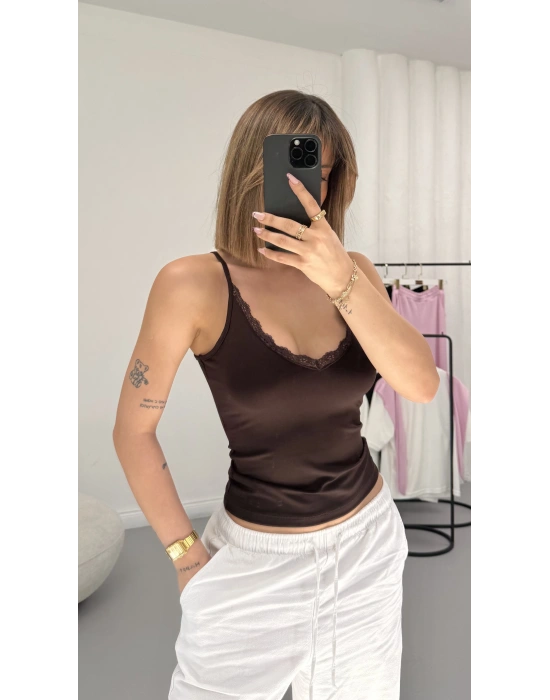 Emory İp Askılı Crop - Kahve