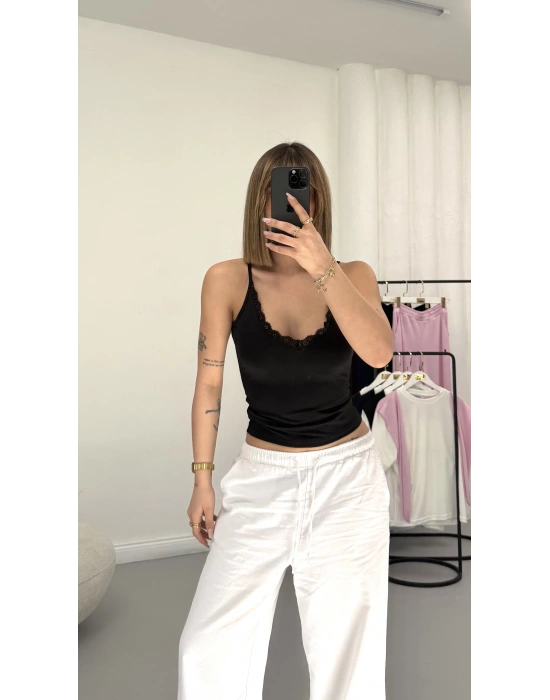 Emory İp Askılı Crop - Siyah