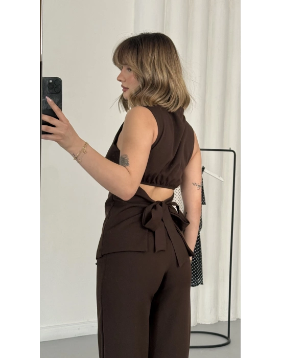 Linda Crep Takım - Kahve