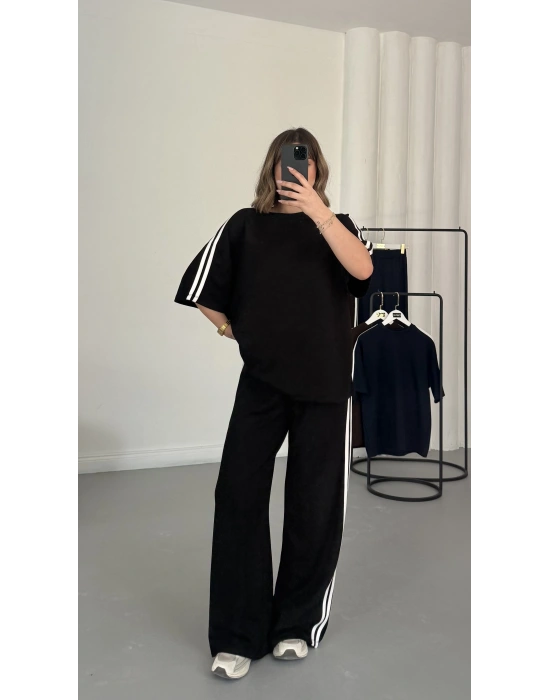 Breela Şeritli Takım - Siyah