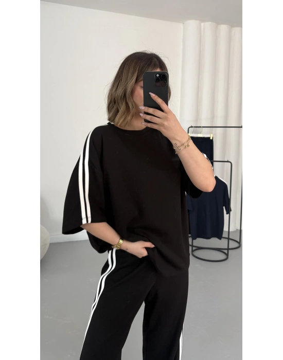 Breela Şeritli Takım - Siyah