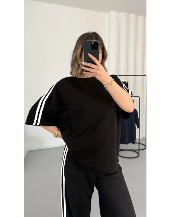 Breela Şeritli Takım - Siyah