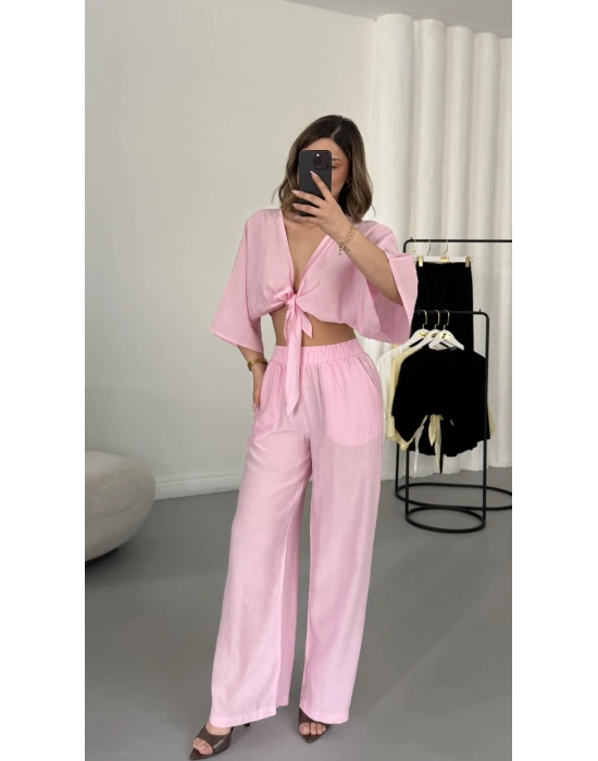 Darcy Bağlamalı Takım - Pembe