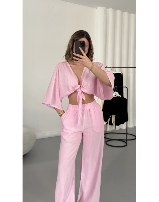 Darcy Bağlamalı Takım - Pembe