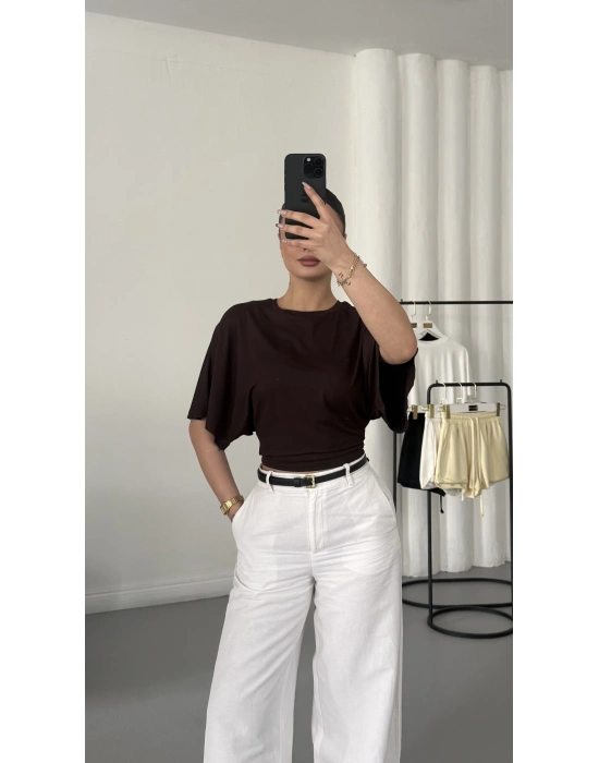 Lumia Salaş Crop - Kahve