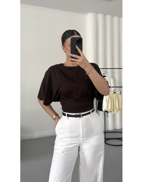 Lumia Salaş Crop - Kahve