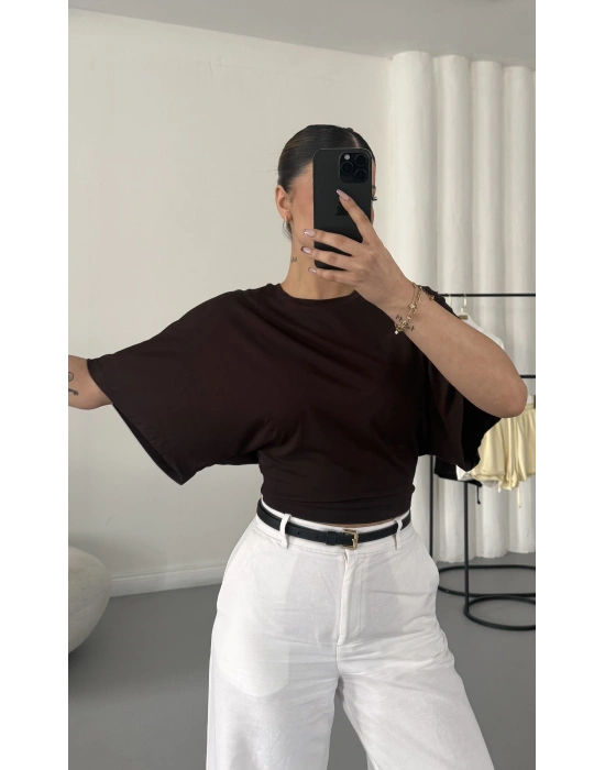 Lumia Salaş Crop - Kahve