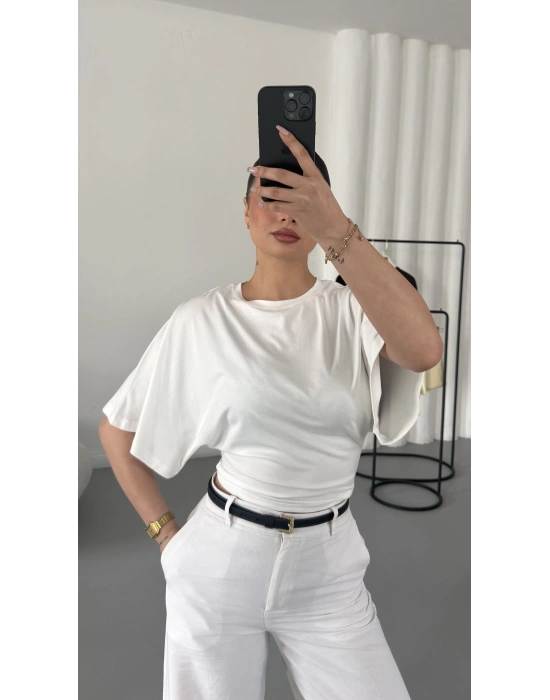 Lumia Salaş Crop - Beyaz