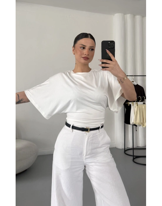 Lumia Salaş Crop - Beyaz