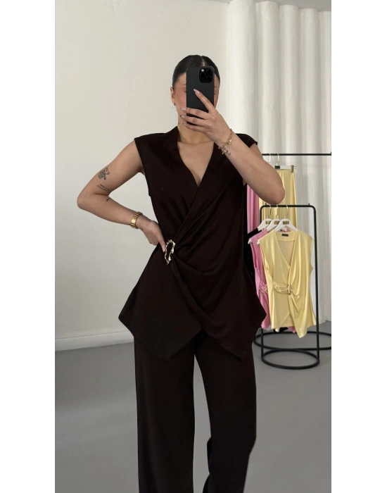 Luna Kruvaze Takım - Kahve