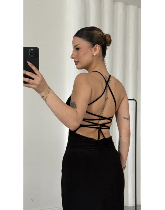 Martha İp Askılı Elbise - Siyah