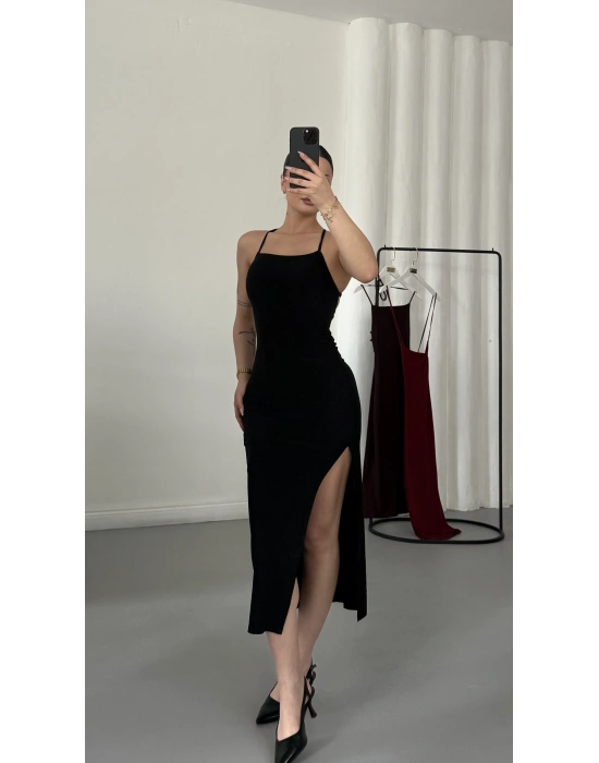 Martha İp Askılı Elbise - Siyah