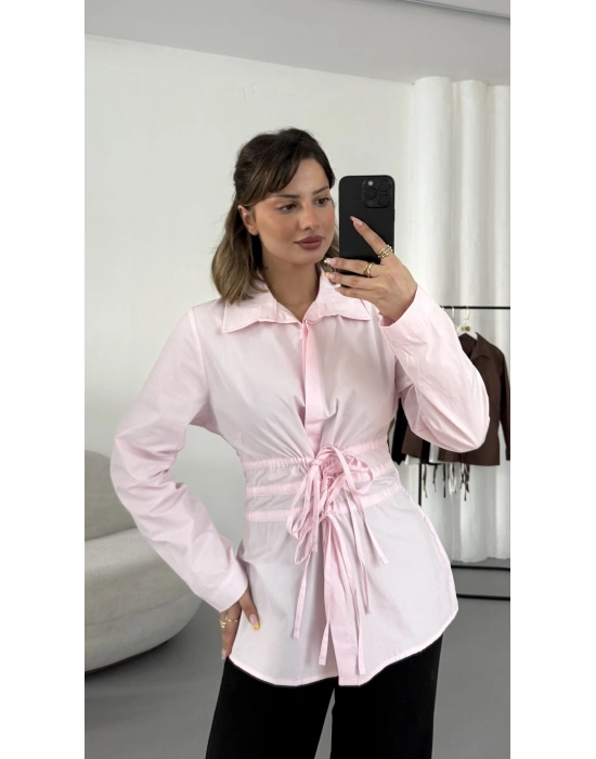 Debby Bağcıklı Gömlek - Pembe