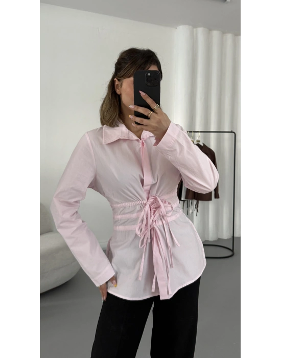 Debby Bağcıklı Gömlek - Pembe